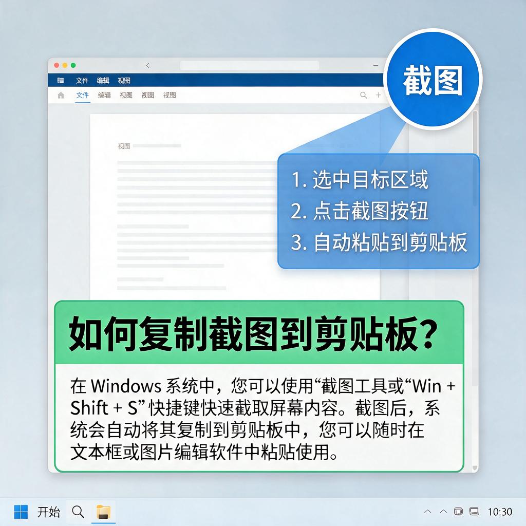 如何复制截图到剪贴板？