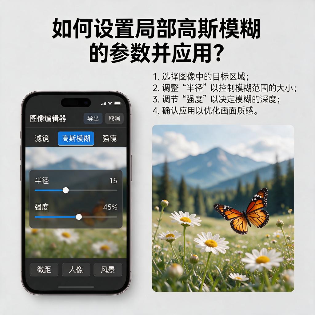 如何设置局部高斯模糊的参数并应用?