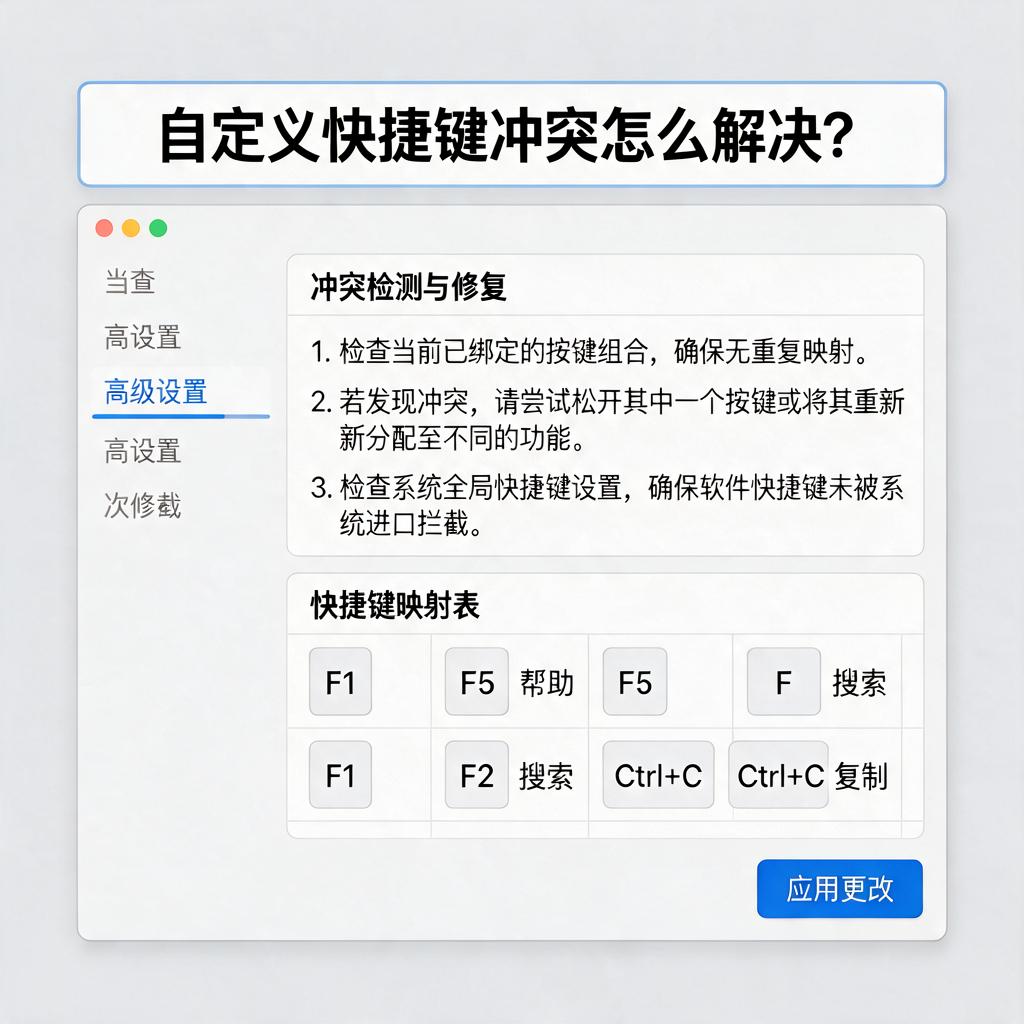 自定义快捷键冲突怎么解决?