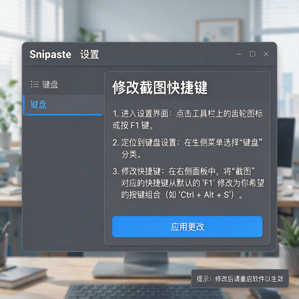 Snipaste如何修改截图快捷键？详细步骤解析