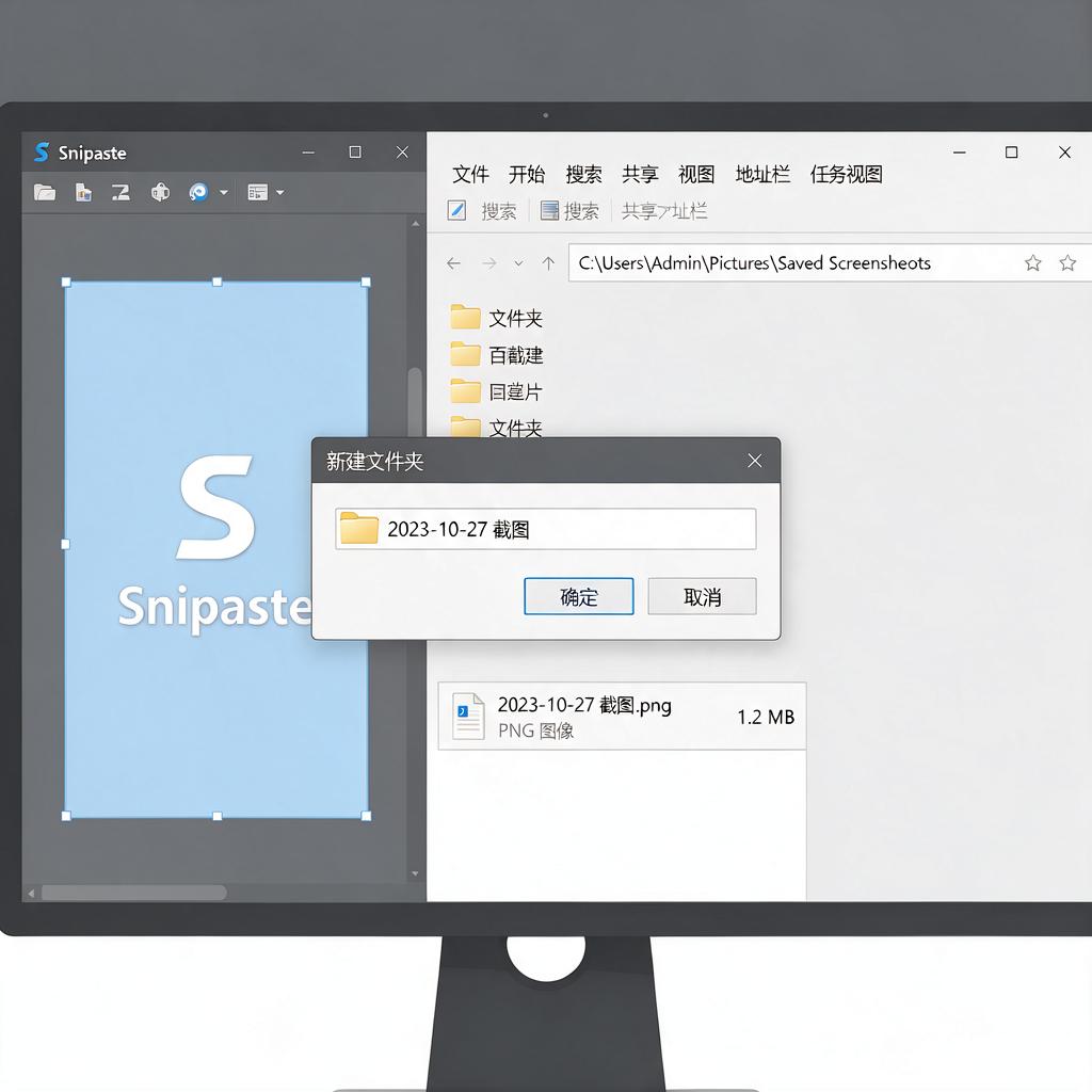 Snipaste截图后如何新建文件夹保存图片?
