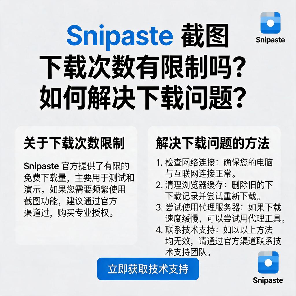 Snipaste截图下载次数有限制吗?如何解决下载问题?