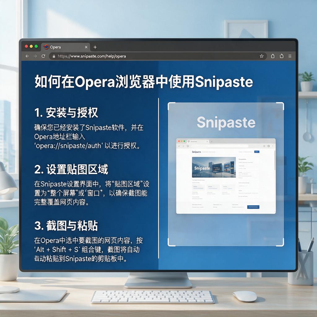 如何在Opera浏览器中设置并使用Snipaste贴图功能?
