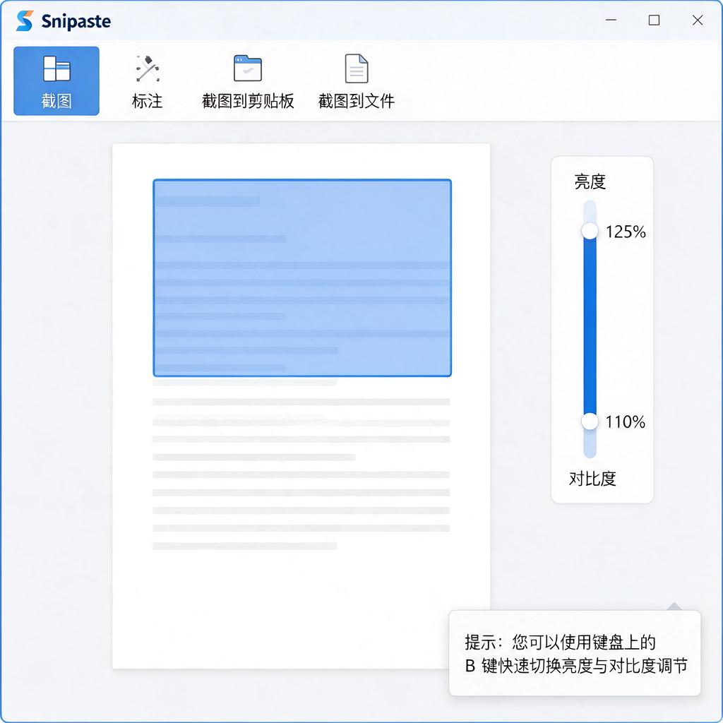 Snipaste如何调整标注的亮度与对比度？
