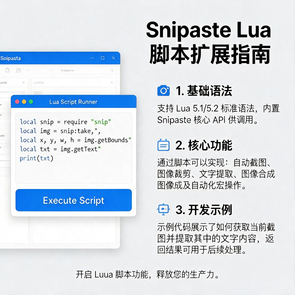 Snipaste如何配合Lua脚本实现功能扩展?