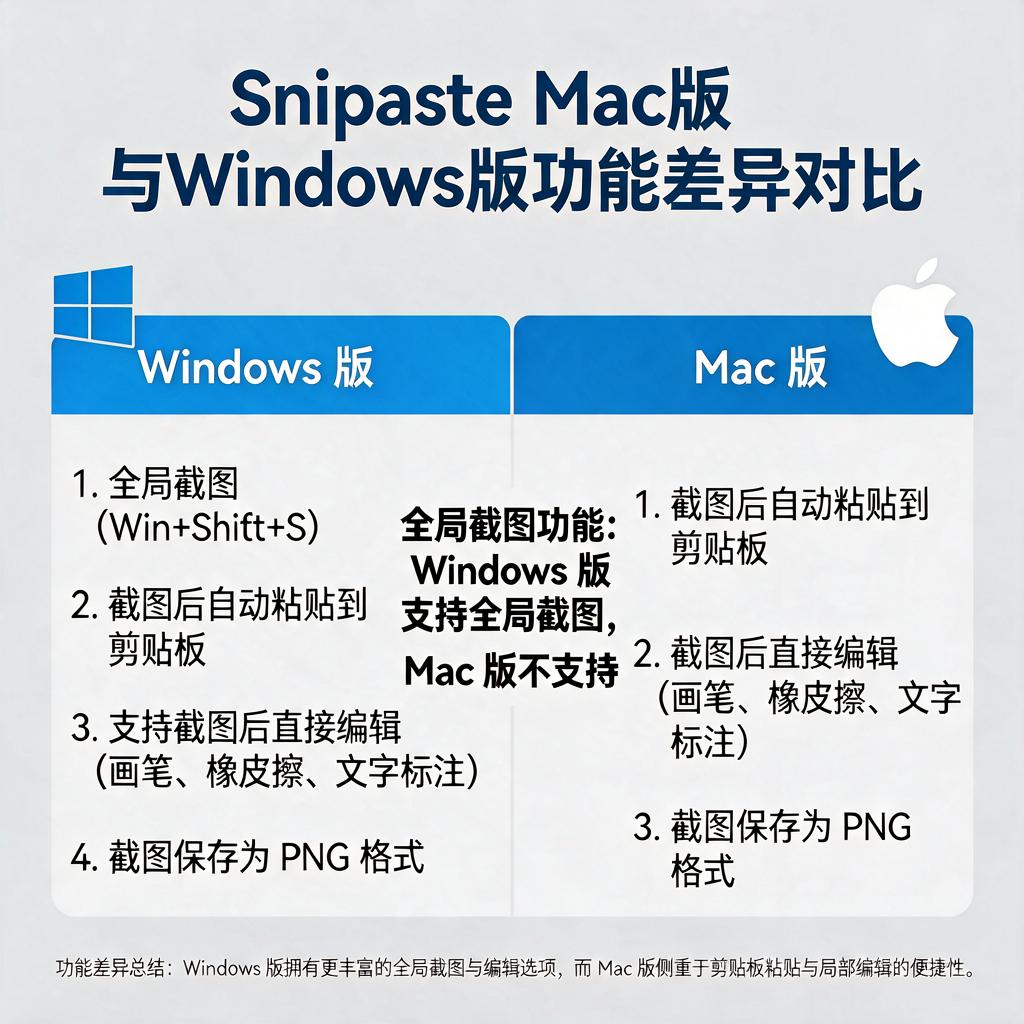 Snipaste Mac版与Windows版功能差异有哪些？