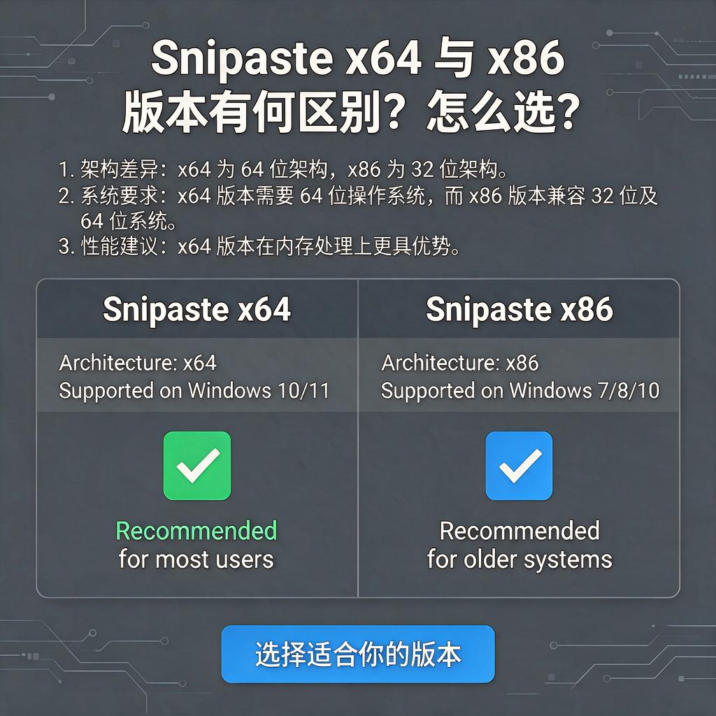 Snipaste x64与x86版本有何区别？怎么选？