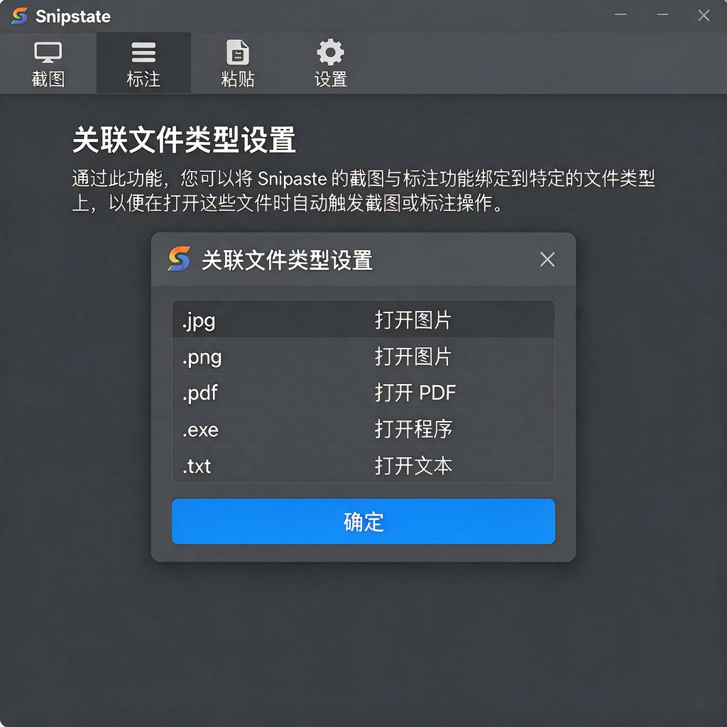Snipaste如何设置关联文件类型?