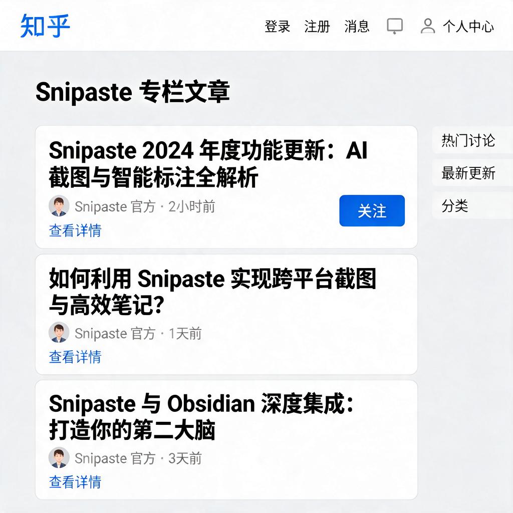 Snipaste知乎专栏文章如何查找并了解详情?