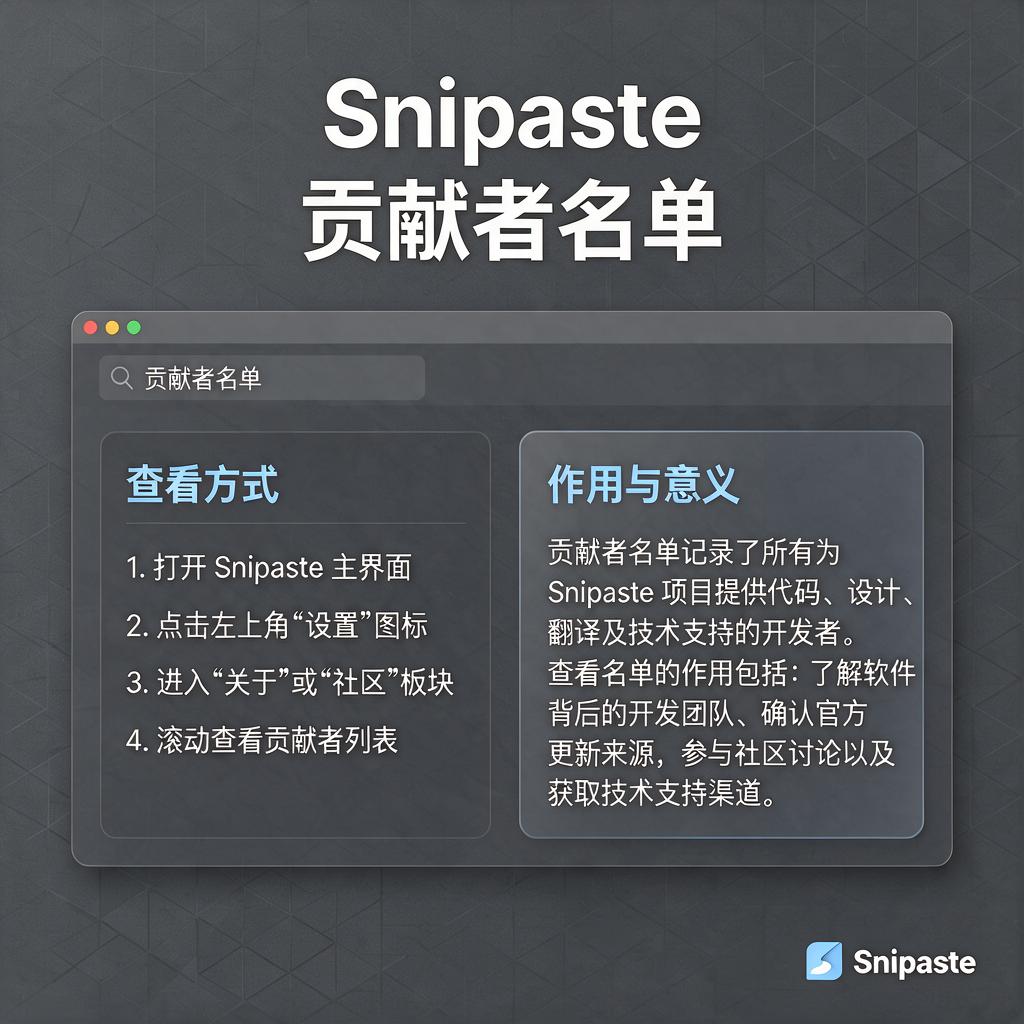 Snipaste贡献者名单如何查看及作用是什么?