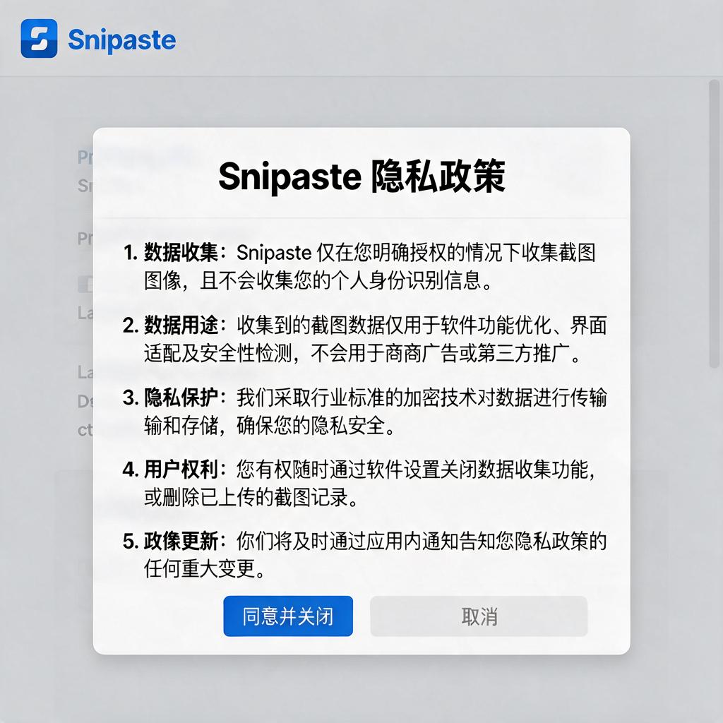 Snipaste隐私政策全文包含哪些关键内容?