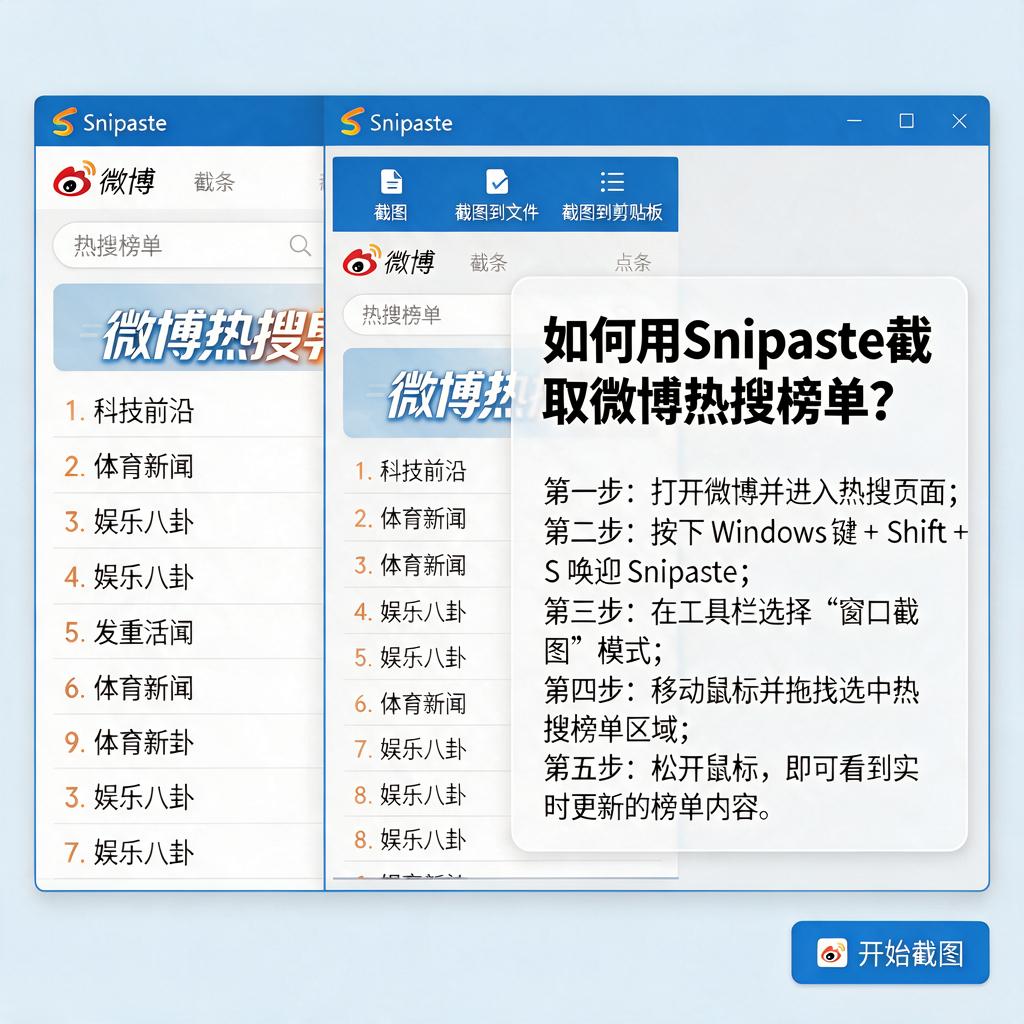 如何用Snipaste截取微博热搜榜单？