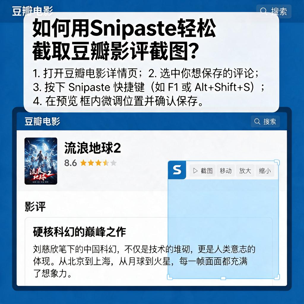 如何用Snipaste轻松截取豆瓣影评截图？