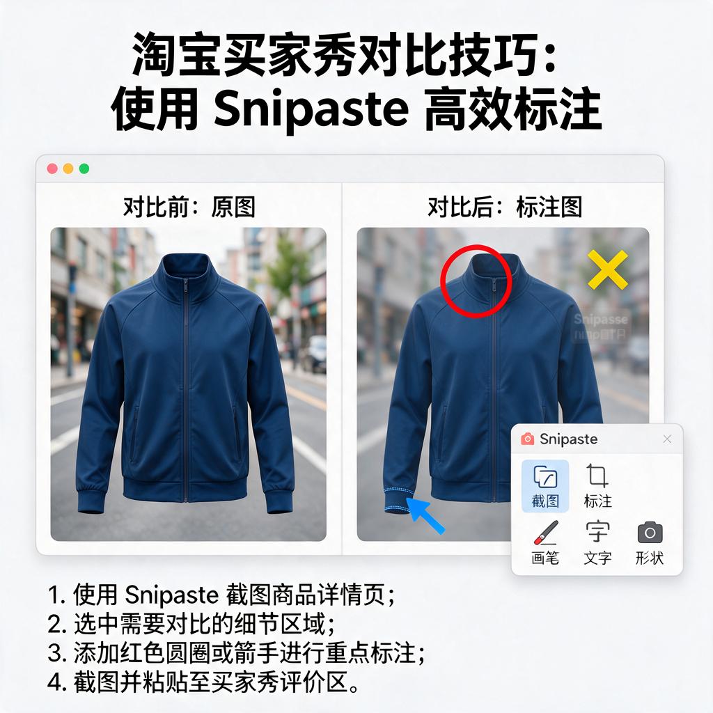 如何用Snipaste进行淘宝买家秀对比？
