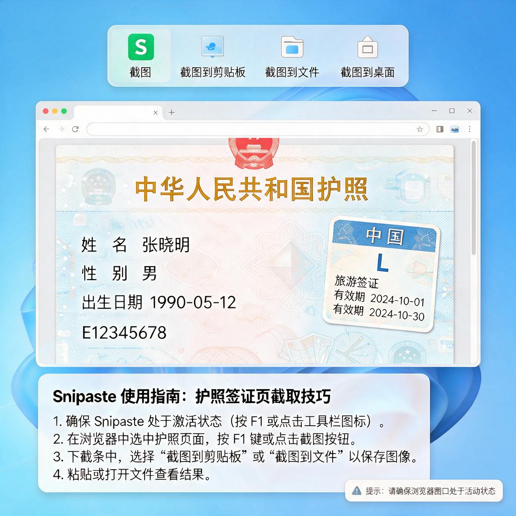 如何用Snipaste正确截取护照签证页?