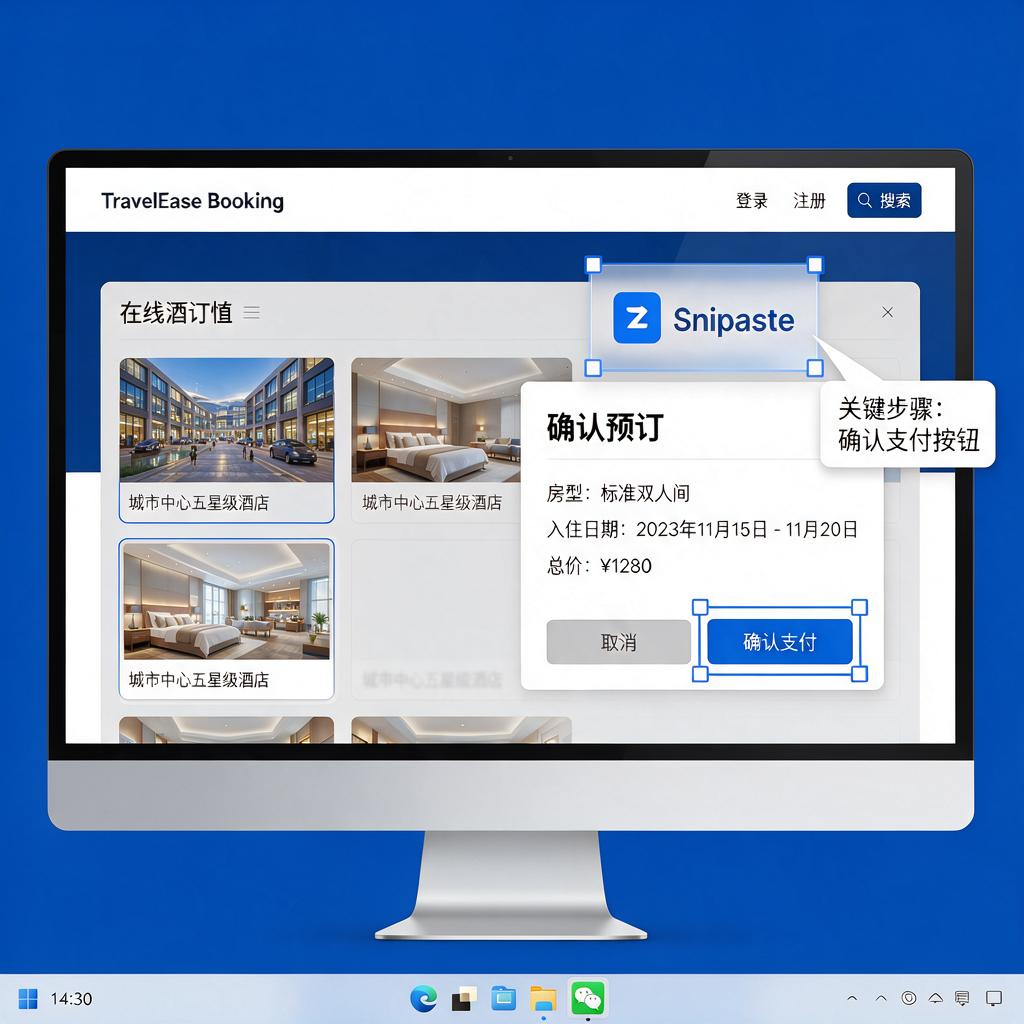 Snipaste如何辅助完成酒店预订确认流程?