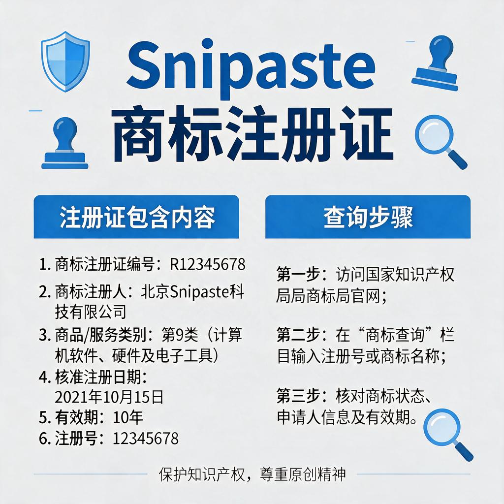 Snipaste商标注册证包含哪些内容及如何查询?