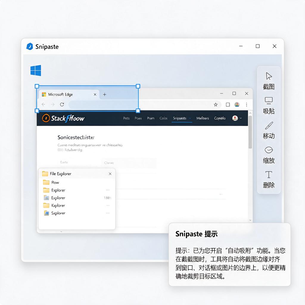 Snipaste截图自动吸附控件边界怎么用?
