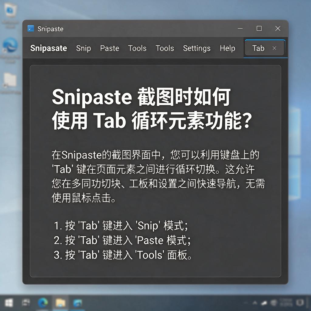 Snipaste截图时如何使用Tab循环元素功能?