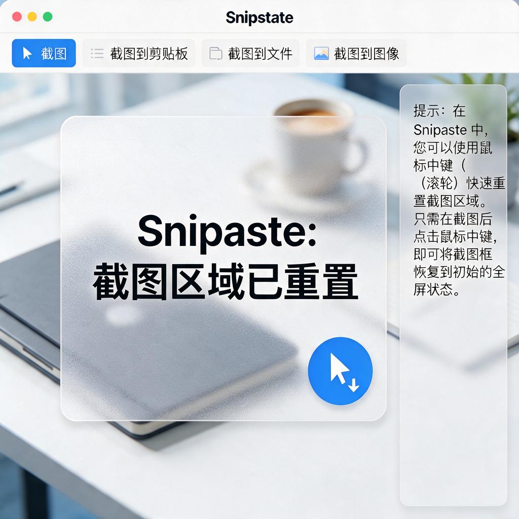 Snipaste截图时如何用鼠标中键重置截图区域?