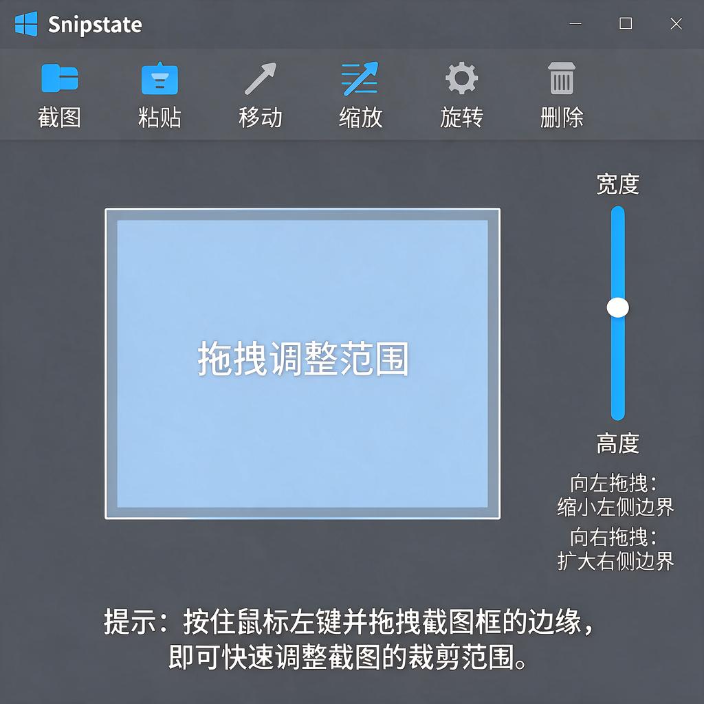 Snipaste截图如何拖拽调整范围？
