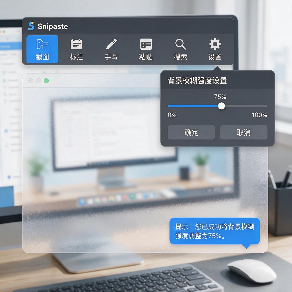 Snipaste截图背景模糊强度怎么调整？