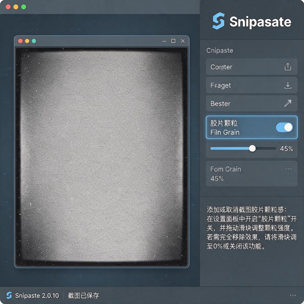如何在Snipaste中添加或取消截图胶片颗粒感效果？