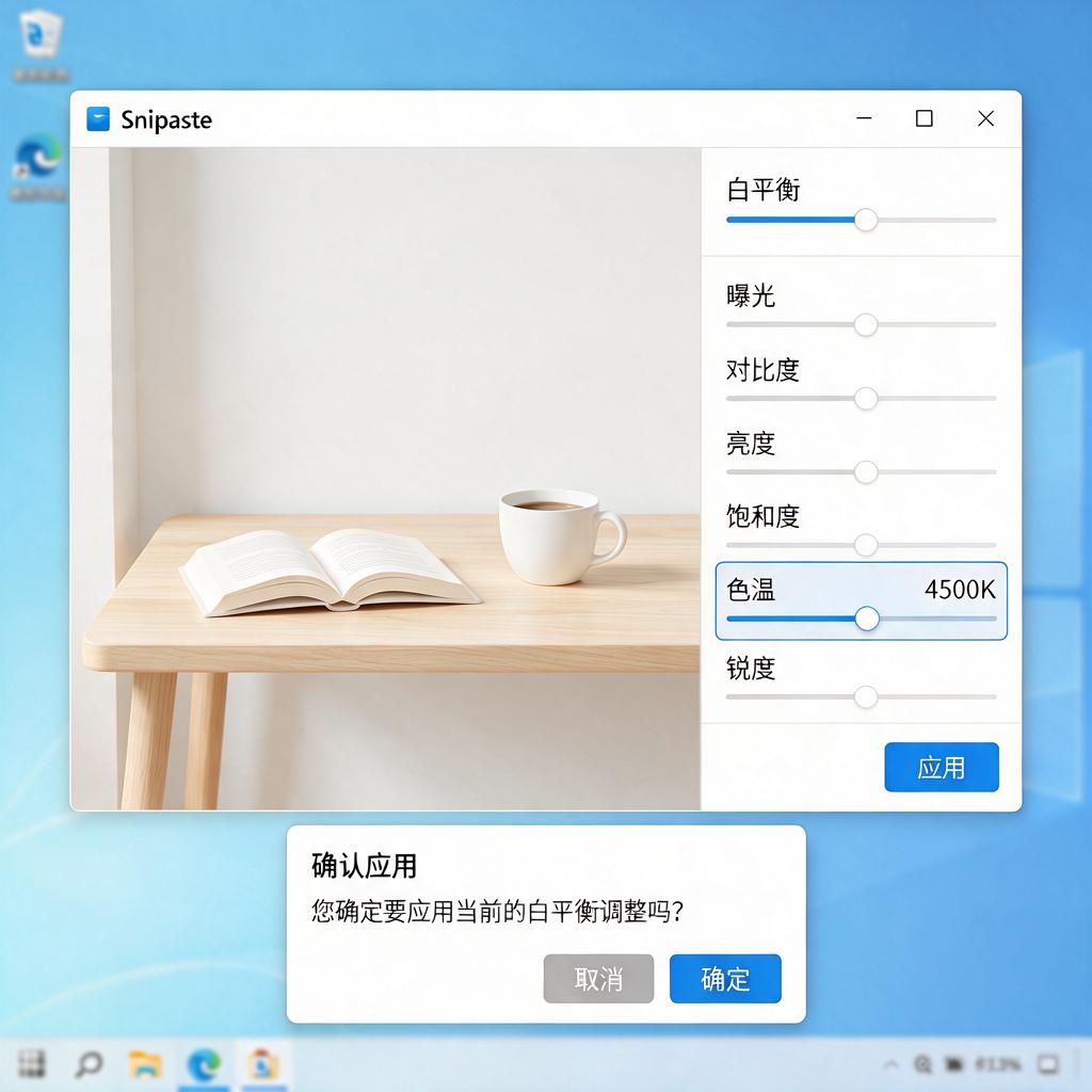 Snipaste截图后如何进行白平衡校准?