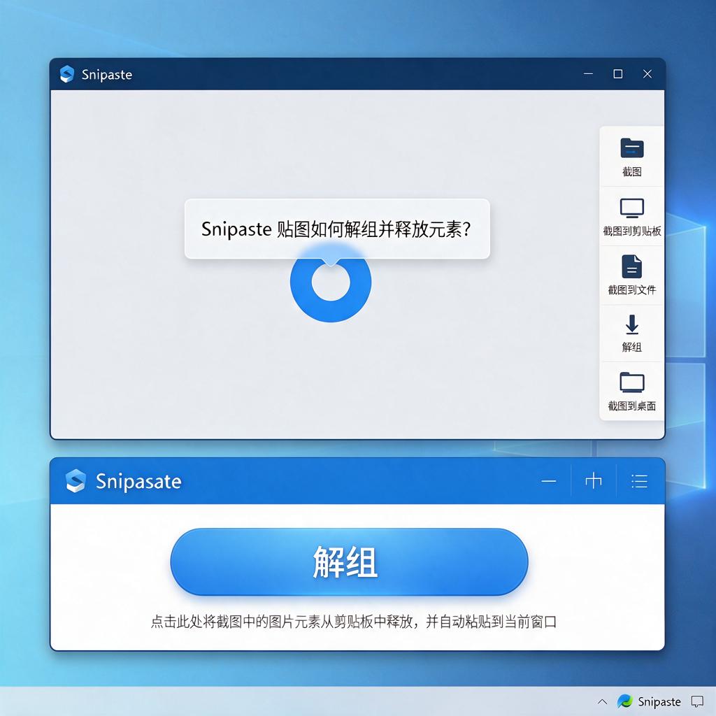 Snipaste贴图如何解组并释放元素？