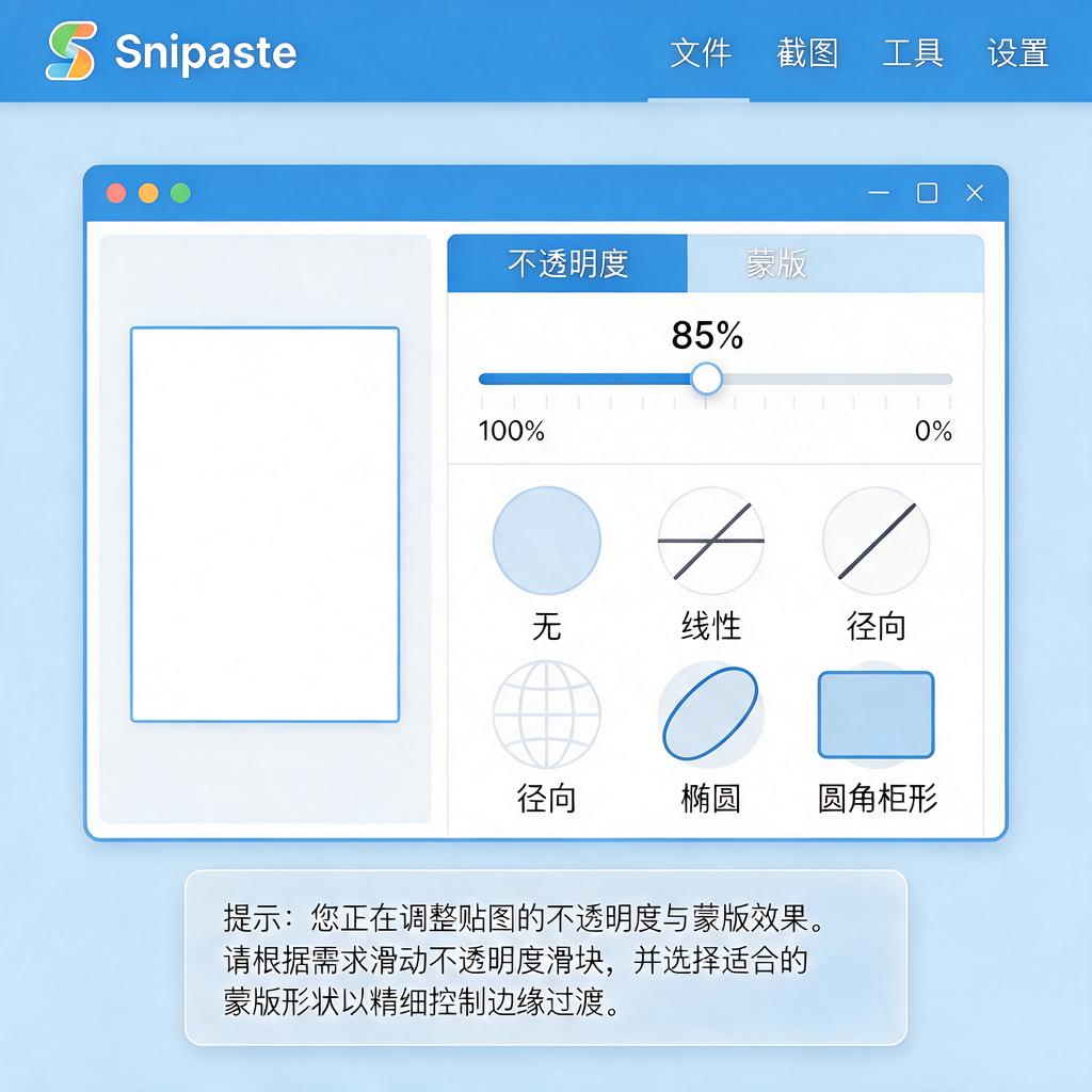 Snipaste贴图不透明度蒙版怎么设置和调整？