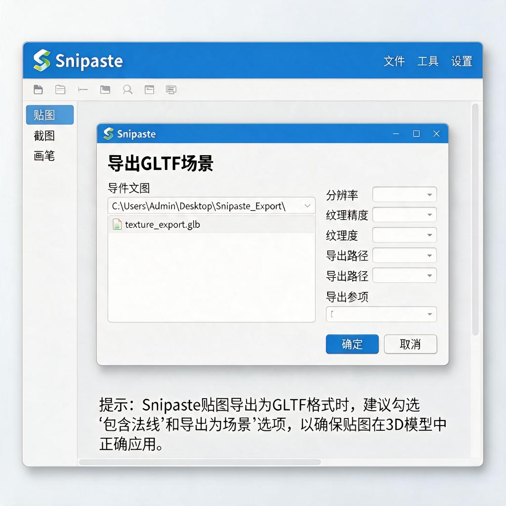 Snipaste贴图如何导出为GLTF场景格式？
