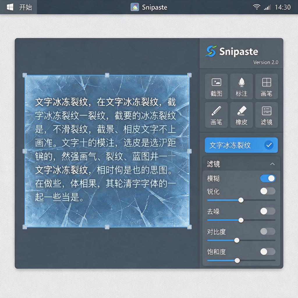Snipaste如何实现文字冰冻裂纹效果?