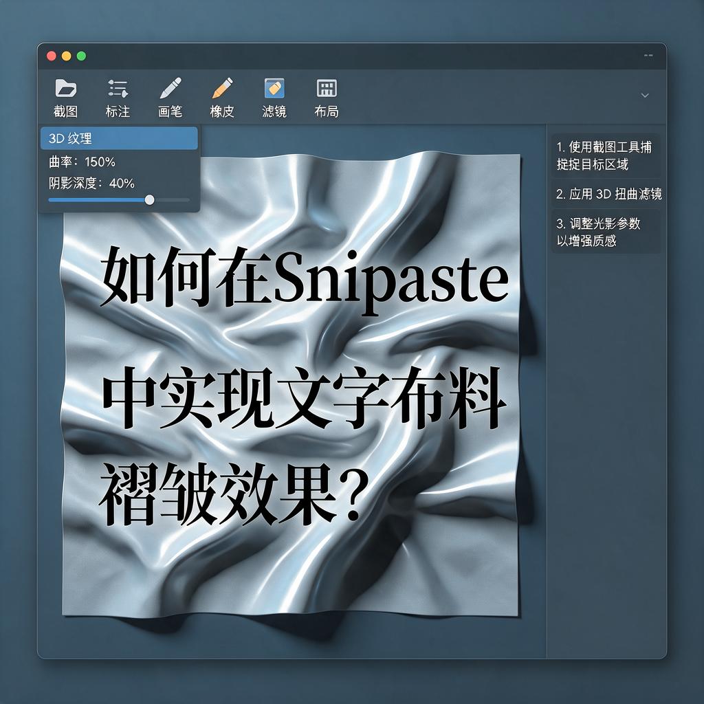 如何在Snipaste中实现文字布料褶皱效果？