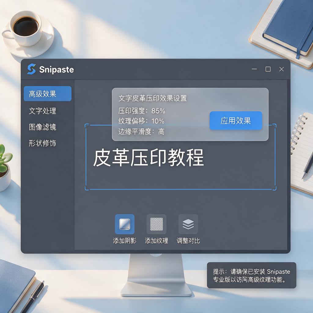如何在Snipaste中实现文字皮革压印效果？
