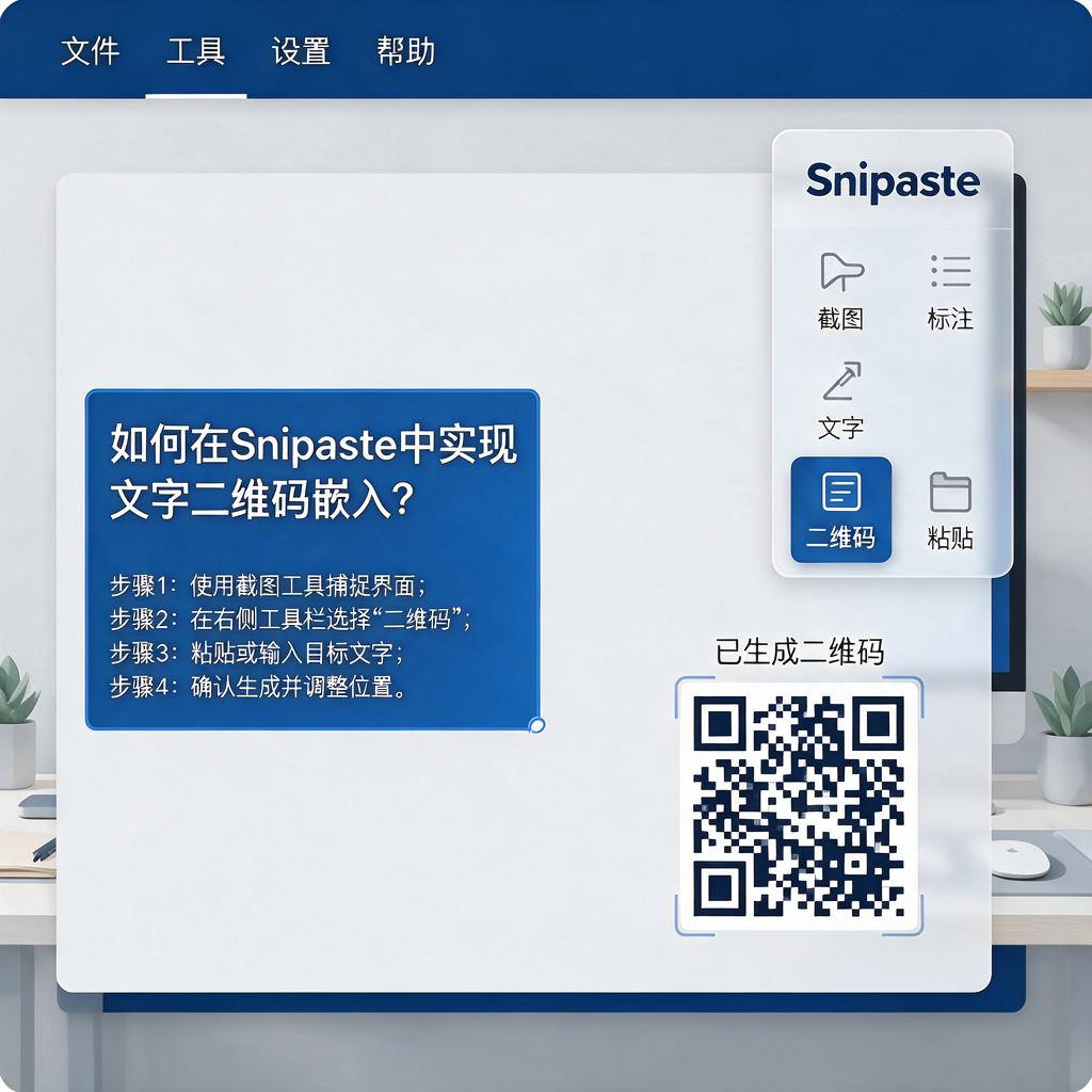 如何在Snipaste中实现文字二维码嵌入？