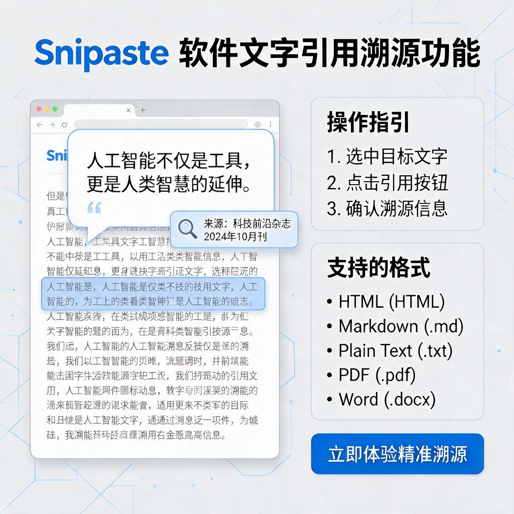Snipaste文字引用溯源怎么操作准确且支持哪些格式？