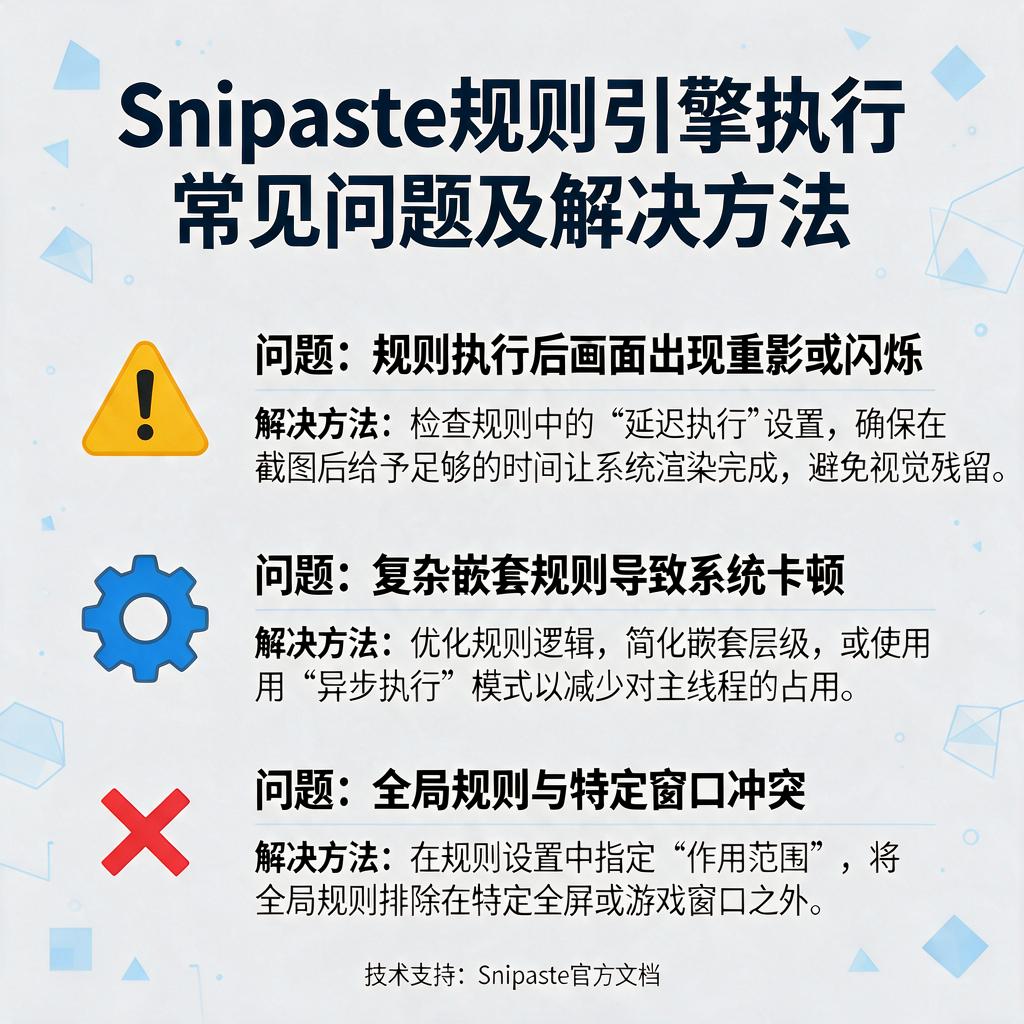 Snipaste规则引擎执行有哪些常见问题及解决方法？