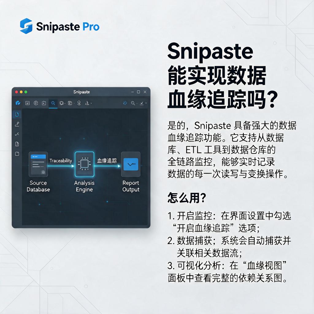 Snipaste能实现数据血缘追踪吗?怎么用?