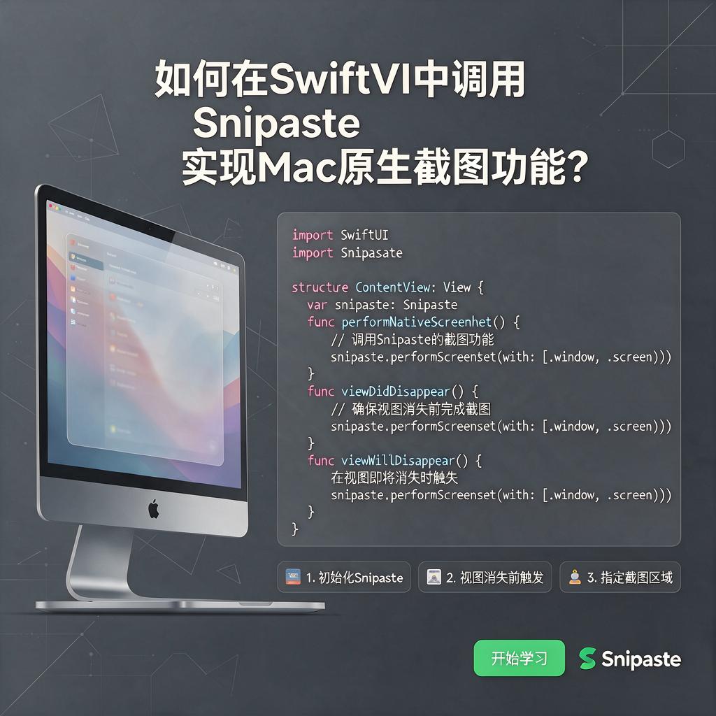 如何在SwiftUI中调用Snipaste实现Mac原生截图功能？