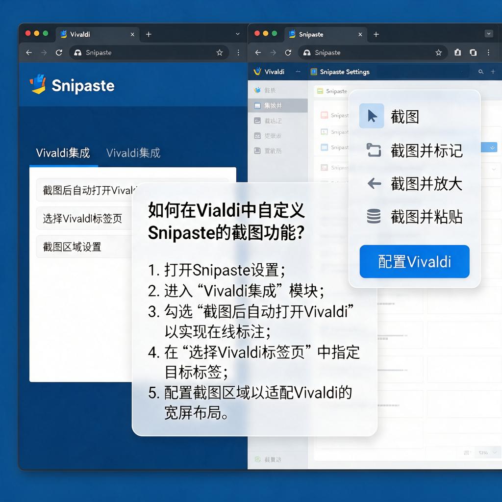 如何在Vivaldi中自定义Snipaste的截图功能?