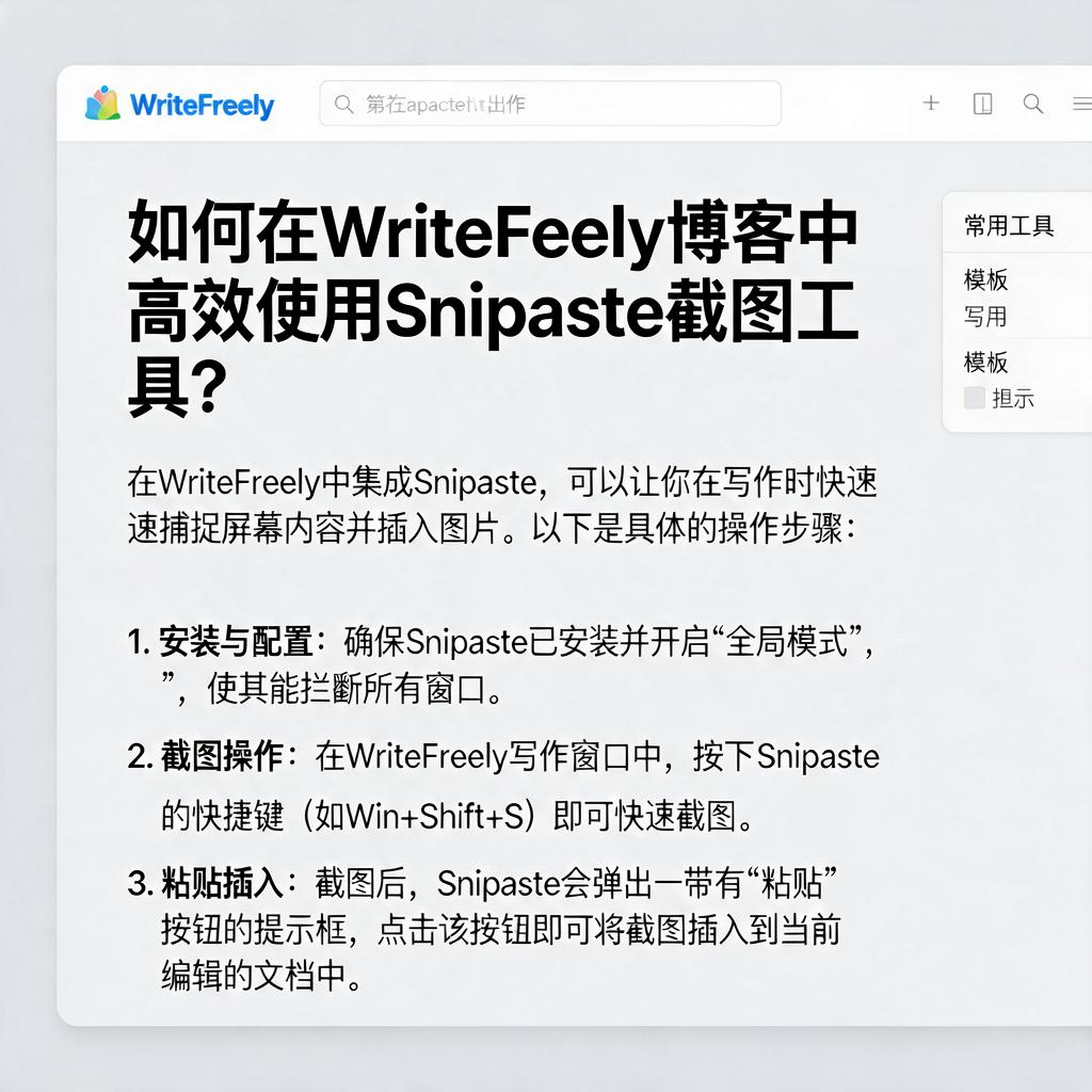 如何在WriteFreely博客中高效使用Snipaste截图工具？