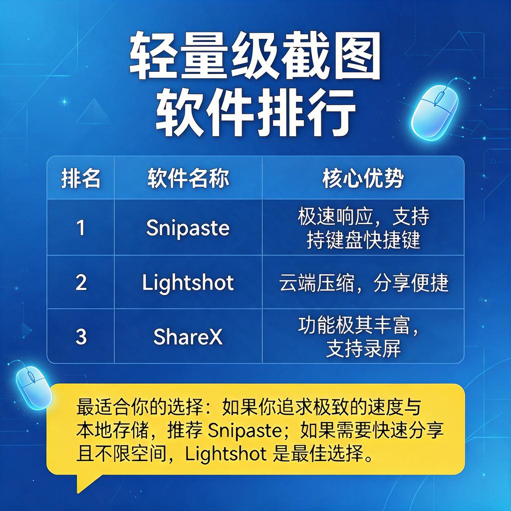 轻量级截图软件排行中哪款最适合我?
