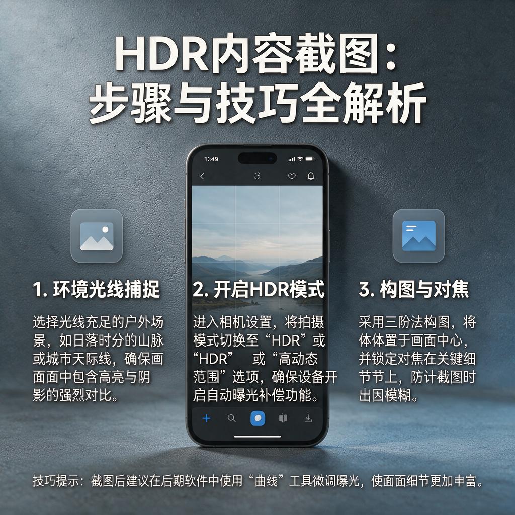 HDR内容截图方法有哪些步骤和技巧？