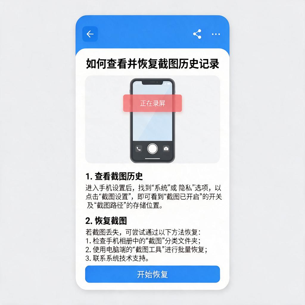 如何查看并恢复截图历史记录？