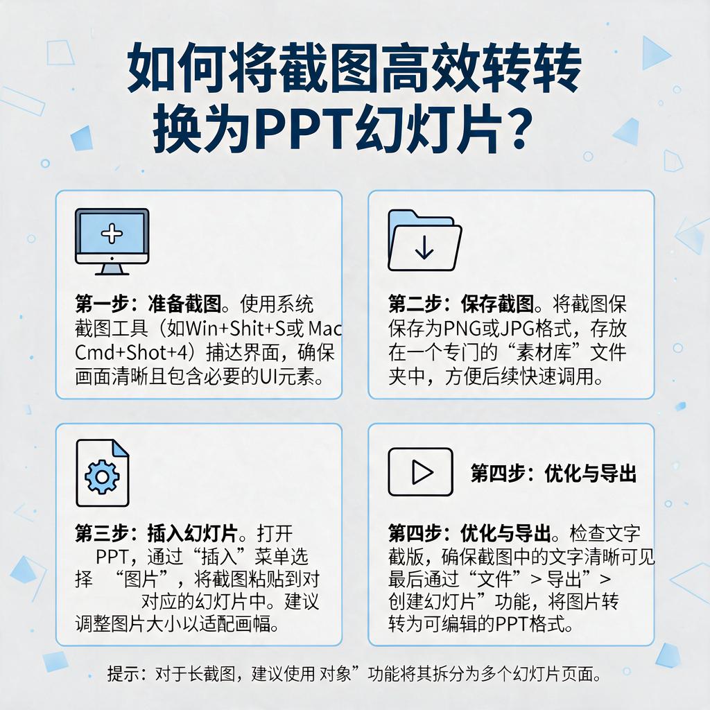 如何将截图高效转换为PPT幻灯片？