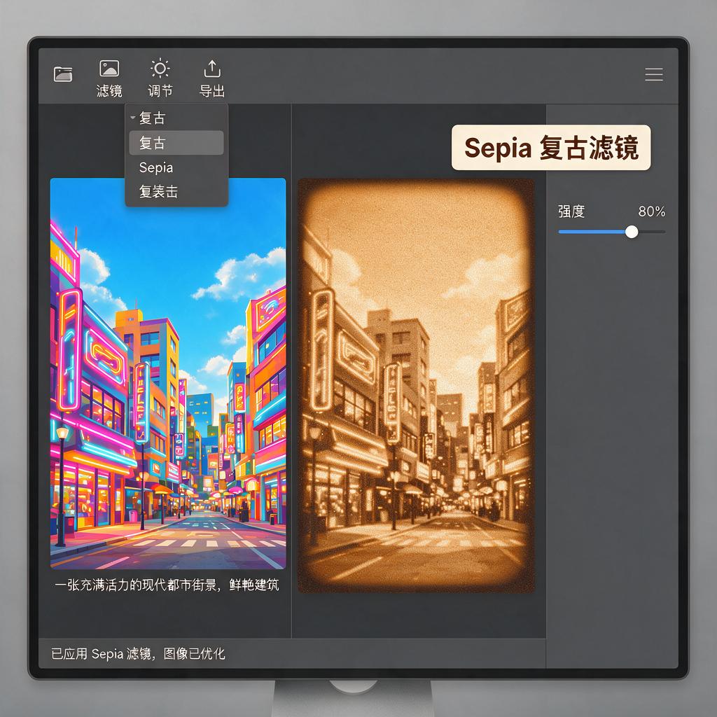 如何给截图添加sepia复古滤镜效果？