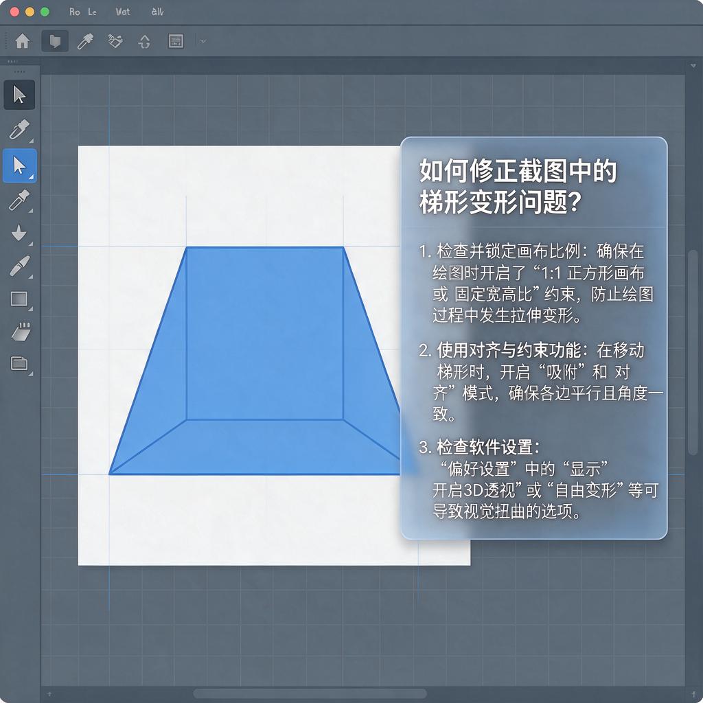 如何修正截图中的梯形变形问题？