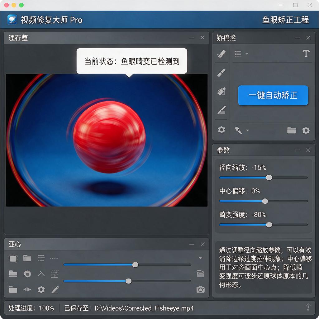 如何对截图中的鱼眼镜头效果进行矫正？