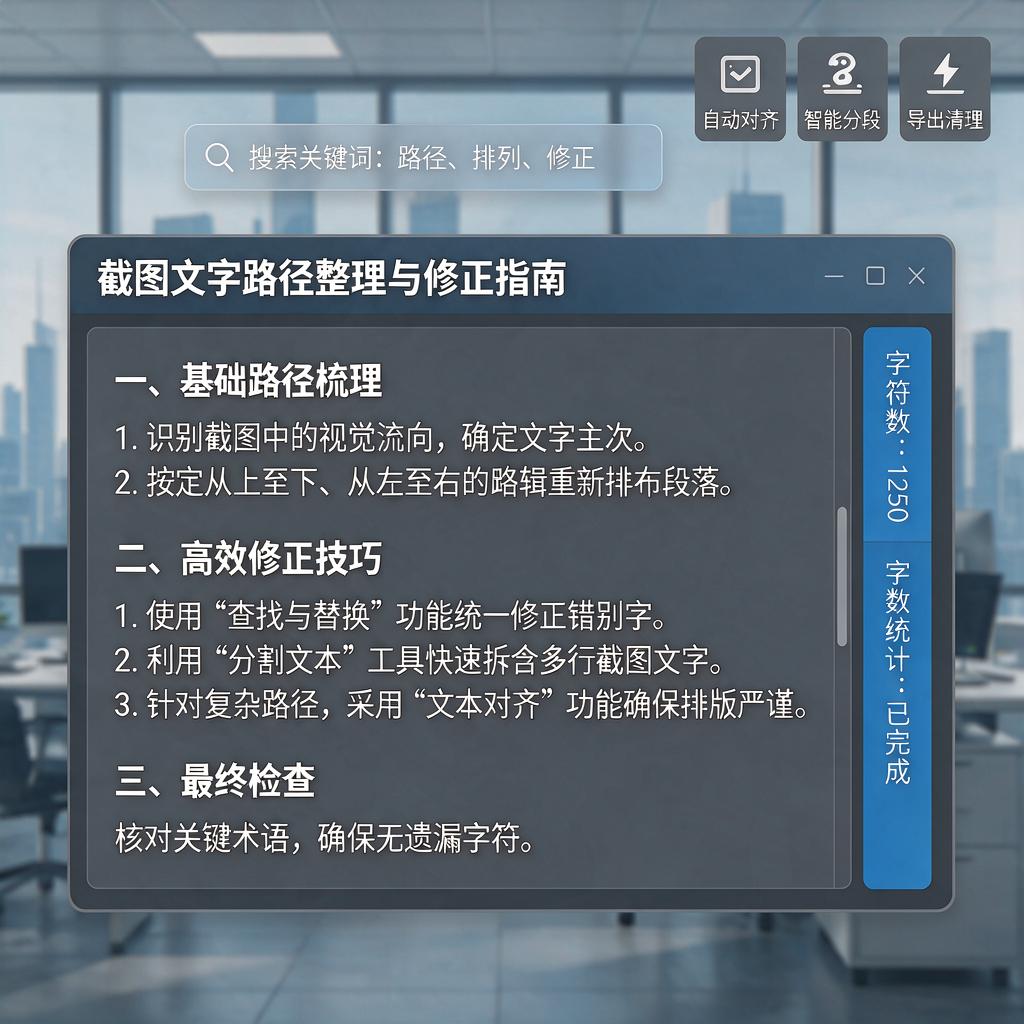 截图文字路径排列如何高效整理与修正？