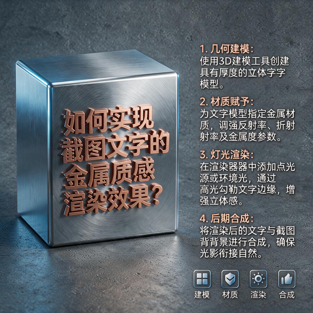 如何实现截图文字的金属质感渲染效果？
